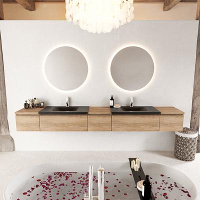 MONDIAZ BUKLA 280cm badmeubel met module 40 kleur Washed Oak met 5 lades. Wastafel CLOUD dubbel 2 kraangaten kleur Urban. MONDIAZ BUKLA 280cm badmeubel met module 40 kleur Washed Oak met 5 lades. Wastafel CLOUD dubbel 2 kraangaten kleur Urban.