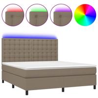Boxspring met matras en LED stof taupe 180x200 cm - thumbnail