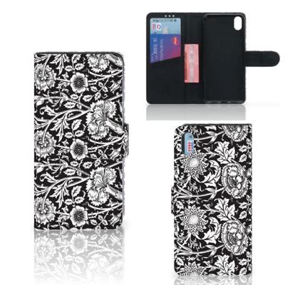 Xiaomi Redmi 7A Hoesje Black Flowers Xiaomi Redmi 7A Hoesje Black Flowers
