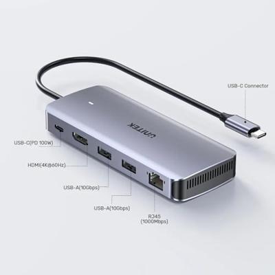 UNITEK ACTIEVE HUB USB-C 10GBPS, M.2, HDMI, PD 100W