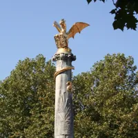 Alexsar Art Tuinschilderij Gouden Draak Station 50x50cm - thumbnail