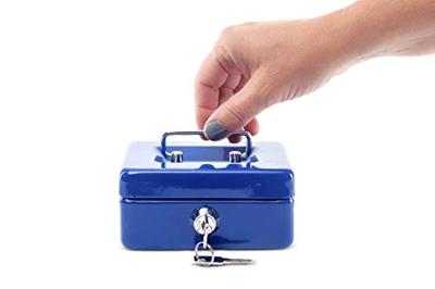 Geldkist MAUL met muntgleuf en slot 125x95x60mm blauw