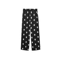 Mango high waist wide leg palazzo broek met stippen zwart/lichtbeige - thumbnail