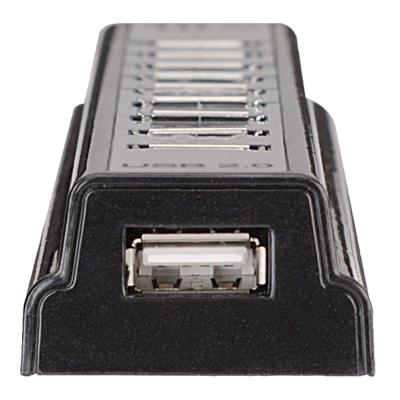 Manhattan Manhattan USB-A 10-Port Desktop Hub, 10x USB-A Ports, 480 Mbps (USB 2.0) 161572 USB-hub 10 poorten USB-A USB 2.0 480 MBit/s Zwart, Zilver