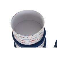 Set van opstapelbare opbergboxen DKD Home Decor Navy Strepen Wit Marineblauw Karton (37,5 x 37,5 x 18 cm) - thumbnail