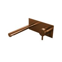 Inbouw Wastafelmengkraan Brauer Copper Edition Coldstart Rechte Uitloop Korte Ronde Hendel Rechts Geborsteld Koper PVD Met Afdekplaat - thumbnail