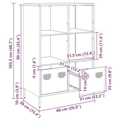 Hoge kast 68x39x103,5 cm staal olijfgroen