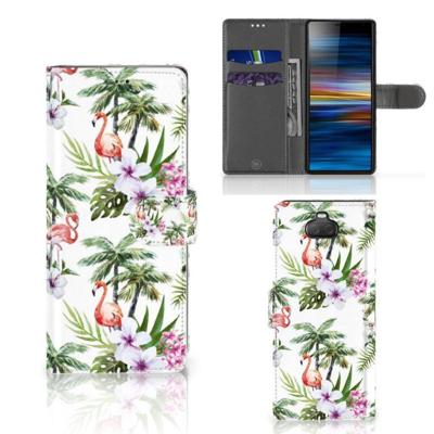 Sony Xperia 10 | Telefoonhoesje | Met pasjeshouder | Flamingo Palms