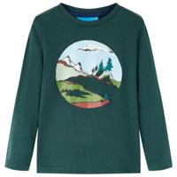 VidaXL Kindershirt met lange mouwen 92 donkergroen - thumbnail
