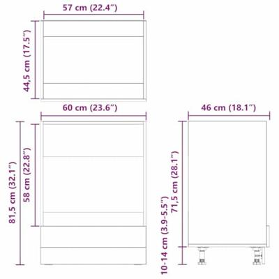 Ovenkast Zwart eiken 60 x 46 x 81.5 cm Bewerkt hout