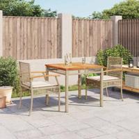 3-delige Tuinset met kussens poly rattan beige - thumbnail