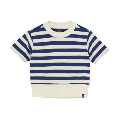 Indian Blue Jeans Zomer T-shirt S/S meisjes - navy blauw - cropped - gestreept - rib
