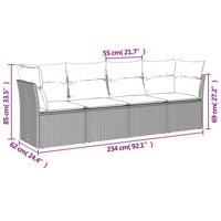 5-delige Loungeset met kussens poly rattan zwart - thumbnail