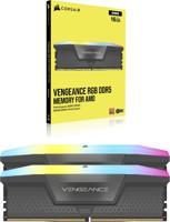 Memoria RAM - CORSAIR - Vengeance RGB DDR5 RAM 32 GB (2x16 GB) 6000 MHz CL36 AMD Expo iCUE compatibile - Grigio (CMH32GX5M2E6000Z36) - thumbnail