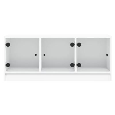 Tv-meubel met glazen deuren 102x37x42 cm wit