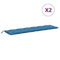 Tuinbankkussens 2 st 200x50x7 cm stof gemêleerd blauw - thumbnail
