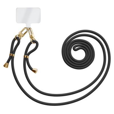 Universeel telefoonkoord met dubbele gouden sluiting - Zwart Universeel telefoonkoord met dubbele gouden sluiting - Zwart