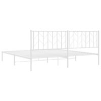 Bedframe met hoofdbord metaal wit 193x203 cm - thumbnail