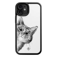 iPhone 12 zwarte case - Kat kiekeboe - thumbnail