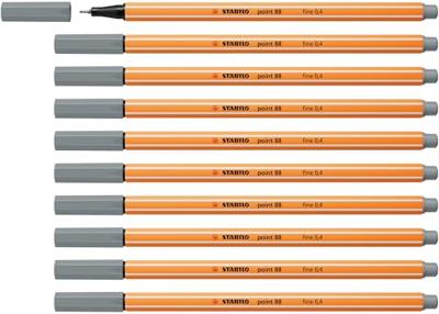 Fineliner stabilo point 88/95 f middelkoud grijs | 10 stuks Fineliner stabilo point 88/95 f middelkoud grijs | 10 stuks