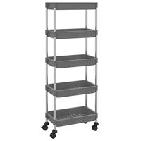 VidaXL Keukentrolley 5-laags 42x29x128 cm ijzer en abs grijs - thumbnail