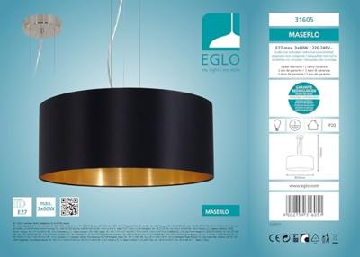 Eglo Landelijke hanglampMaserlo 53cm zwart met goud - 31605
