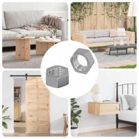 Zeshoekige Moer Effen 2 pcs Zilver M6 IJzer - thumbnail