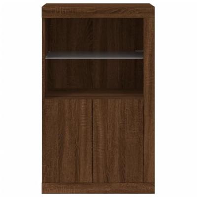 Bijzetkast met LED-verlichting bewerkt hout bruin eikenkleur