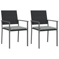 Tuinstoelen 4 st met kussens 54x62,5x89 cm poly rattan zwart - thumbnail
