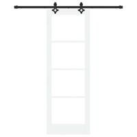 Slidingdeur met Hardware Set 'ORKDAL'Wit Massief Hout & Glas - thumbnail