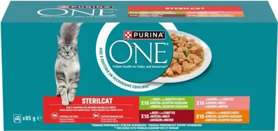 Purina One Sterilcat multipack rund, kalkoen & kip 40 x 85g