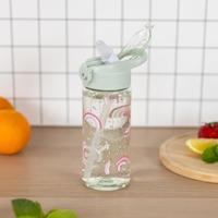 Baagl Regenboog Drinkfles 500ml met Rietje - thumbnail