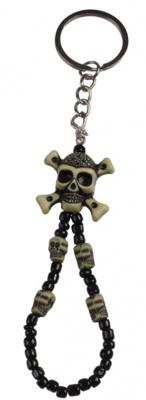 LG Imports sleutelhanger doodskop 8 cm zwart/groen