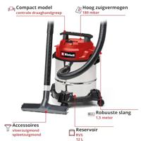 Einhell TC-VC 1812/1 S 2342500 Nat- en droogzuiger 12 l - thumbnail