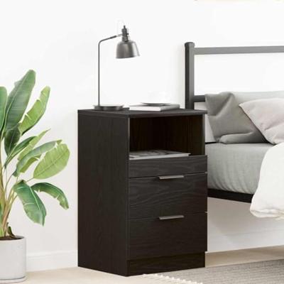 Nachtkastje met lade Zwart eiken 40 x 35 x 65 cm Bewerkt hout