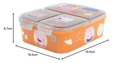 Lunchtrommel met Compartimenten Peppa Pig Polypropyleen 19,5 x 16,5 x 6,7 cm 17 x 14 x 7 cm