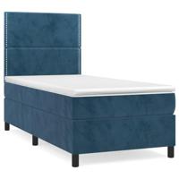 Boxspring met matras fluweel donkerblauw 90x200 cm - thumbnail
