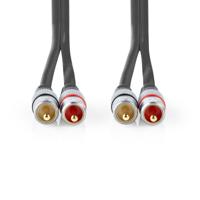 Stereo-Audiokabel | 2x RCA Male - 2x RCA Male | 1,50 m | Antraciet - thumbnail