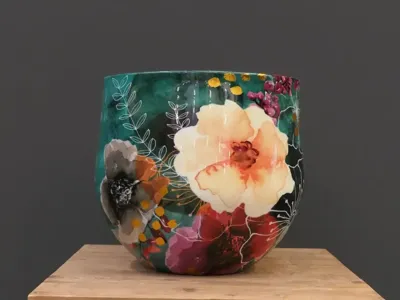 TS Collection bloempot blooming metaal 28x25cm smaragd