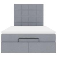 Ottoman bed met matras 120x200cm stof lichtgrijs - thumbnail