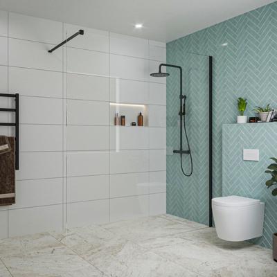 Fortifura Galeria inloopdouche - 180x200cm - helder glas - wandarm - mat zwart SW797920/SW797905 Fortifura Galeria inloopdouche - 180x200cm - helder glas - wandarm - mat zwart SW797920/SW797905