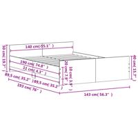 Bedframe met hoofd- en voeteneinde gerookt eiken 140x190 cm - thumbnail