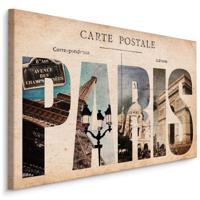 Schilderij - Postkaart uit Parijs, Vintage, Premium Print op canvas - thumbnail