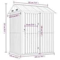 Tuinschuur 192x152,5x237 cm gegalvaniseerd staal lichtgrijs - thumbnail