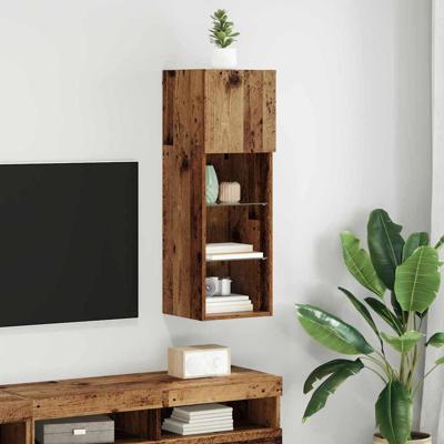 Wandgemonteerde TV Kast Oud Hout 30,5 x 30 x 90 cm Bewerkt hout