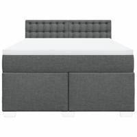 Boxspring met matras stof donkergrijs 160x200 cm - thumbnail