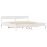 Bedframe zonder matras massief grenenhout wit 160x200 cm - thumbnail