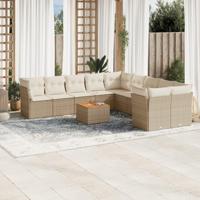 11-delige Tuinset met kussens poly rattan beige - thumbnail