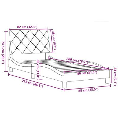 Bedframe zonder matras 80x200 cm stof lichtgrijs