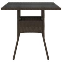 Tuintafel met glazen blad 80x80x75 cm poly rattan bruin - thumbnail